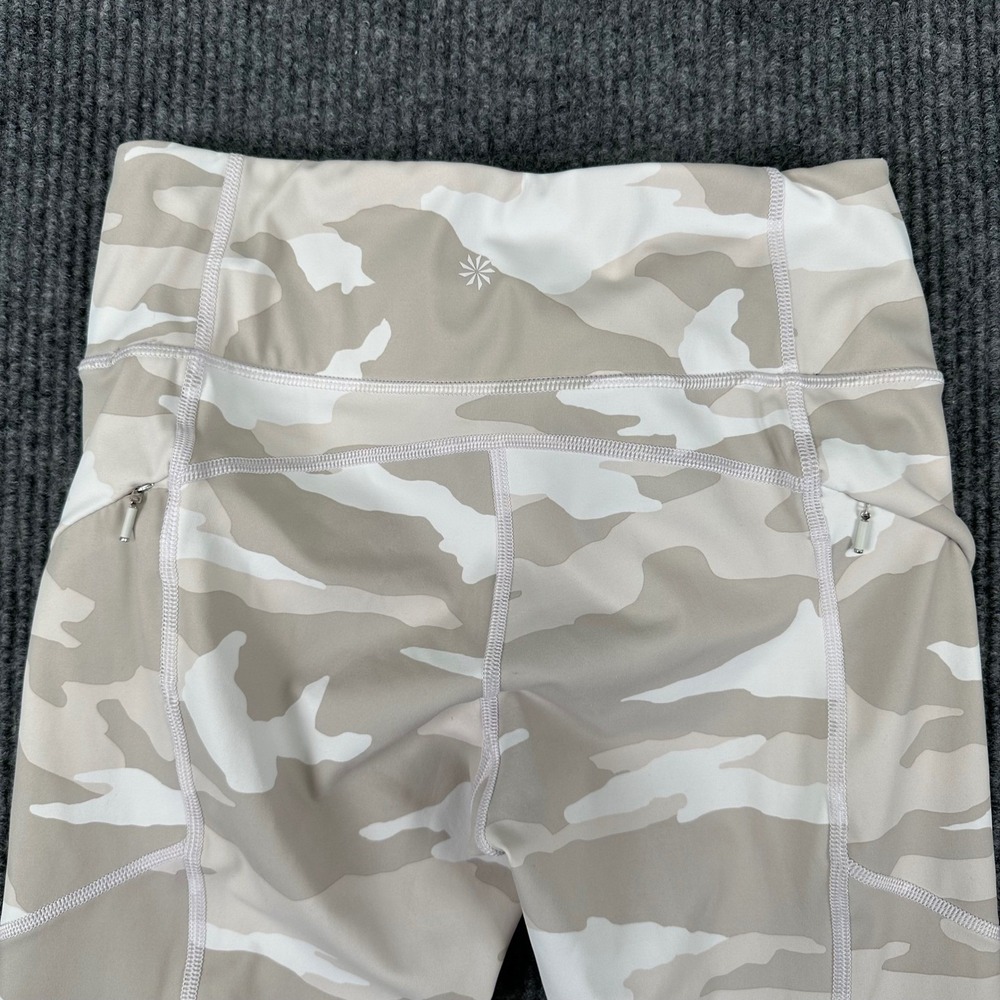 Athleta Camo Contender 7/8 Powerlift Leggings Womens Small White Tan‎ Pockets - Picture 4 of 11